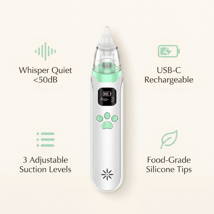 Whisper-quiet, USB-C rechargeable, three adjustable suction levels, food-grade silicone tips