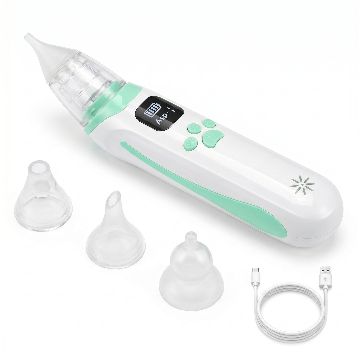 MAXSSYPE Electric Baby Nasal Aspirator with 3 silicone tips and USB-C charging cable