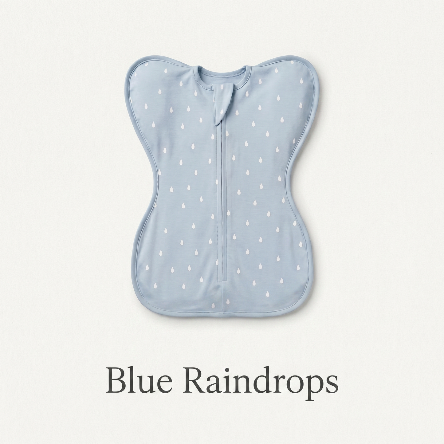 Blue Raindrops DreamWrap swaddle with name label
