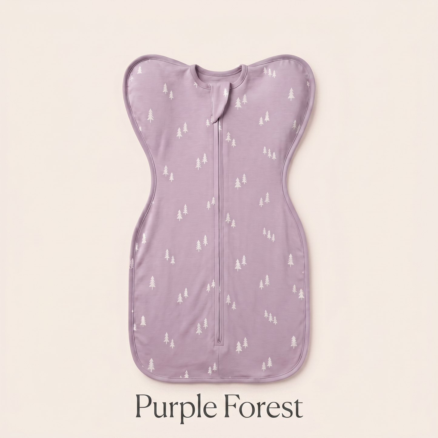 Purple Forest DreamWrap swaddle with name label