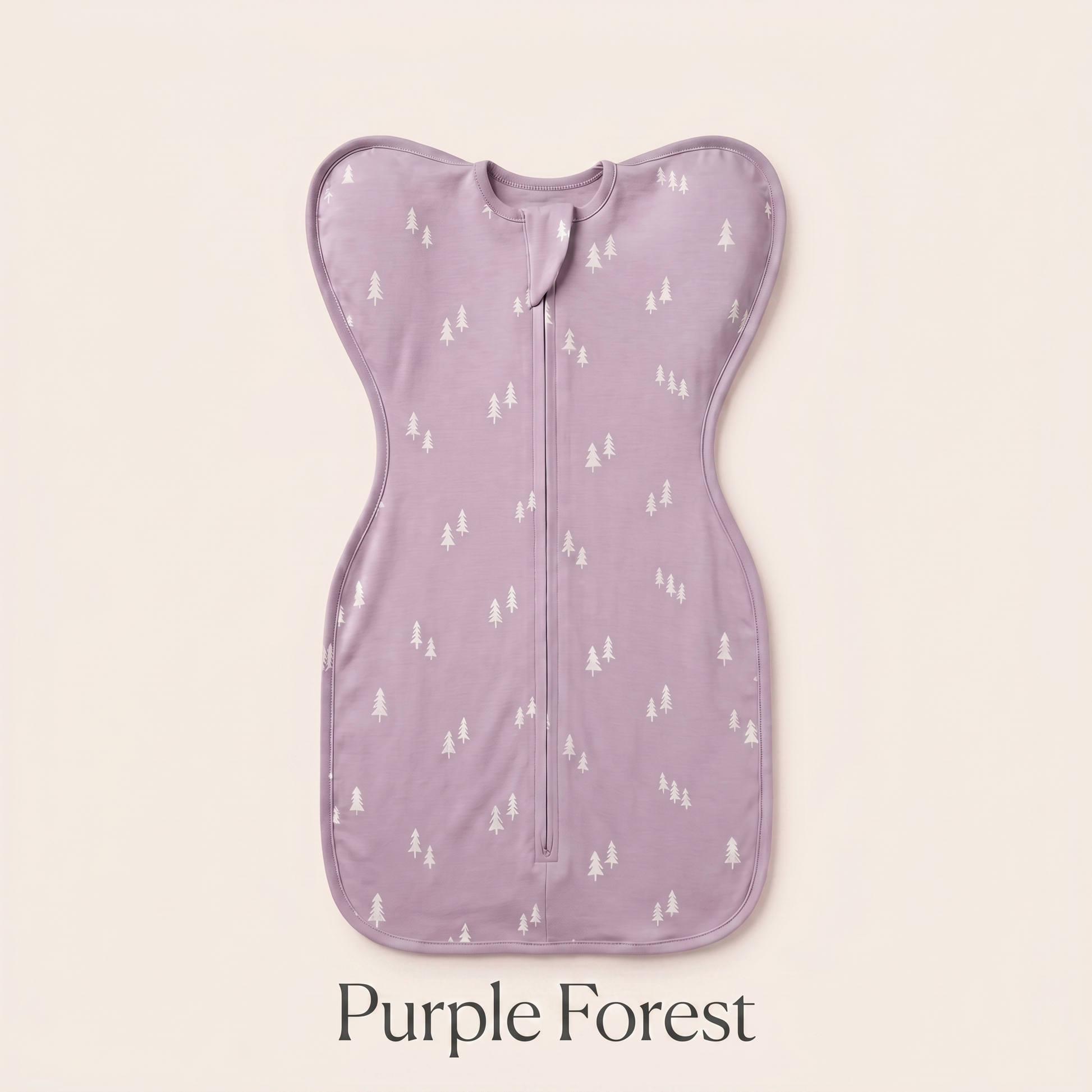 Purple Forest DreamWrap swaddle with name label