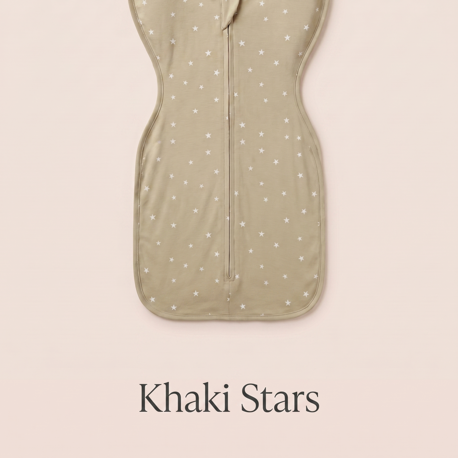 Khaki Stars DreamWrap swaddle with name label