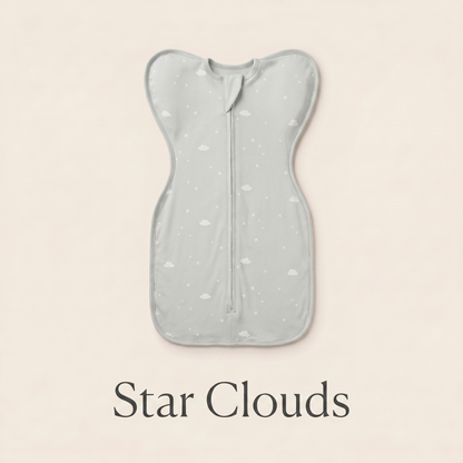 Star Clouds DreamWrap swaddle with name label