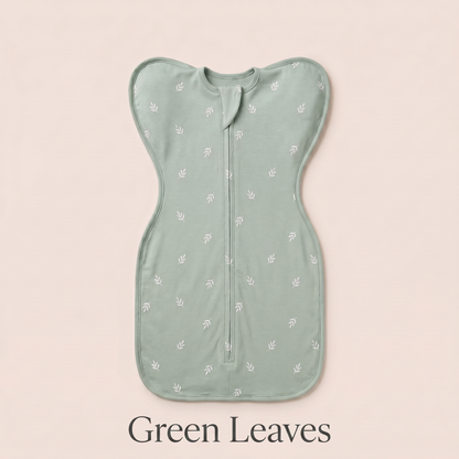 Green Leaves DreamWrap swaddle with name label