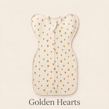 Golden Hearts DreamWrap swaddle with name label