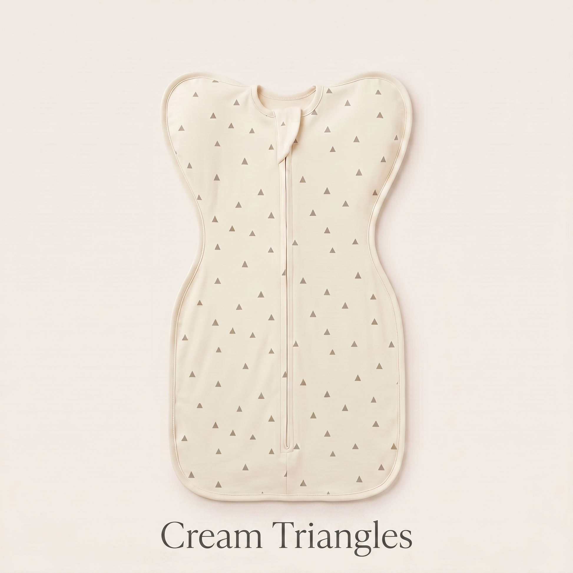 Cream Triangles DreamWrap swaddle with name label