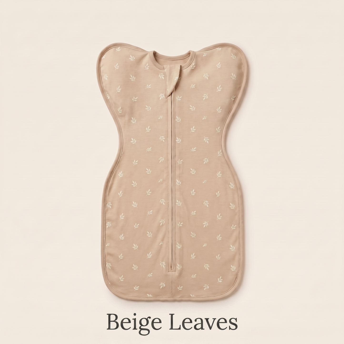 Beige Leaves DreamWrap swaddle with name label